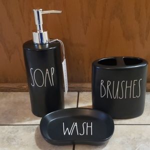 Rae Dunn Black bathroom accessories